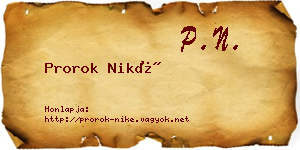 Prorok Niké névjegykártya